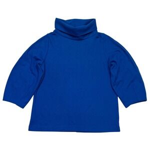 COS Cobalt Blue Wool Cotton Minimalist Quiet Luxury Chic Turtleneck Top Size XS